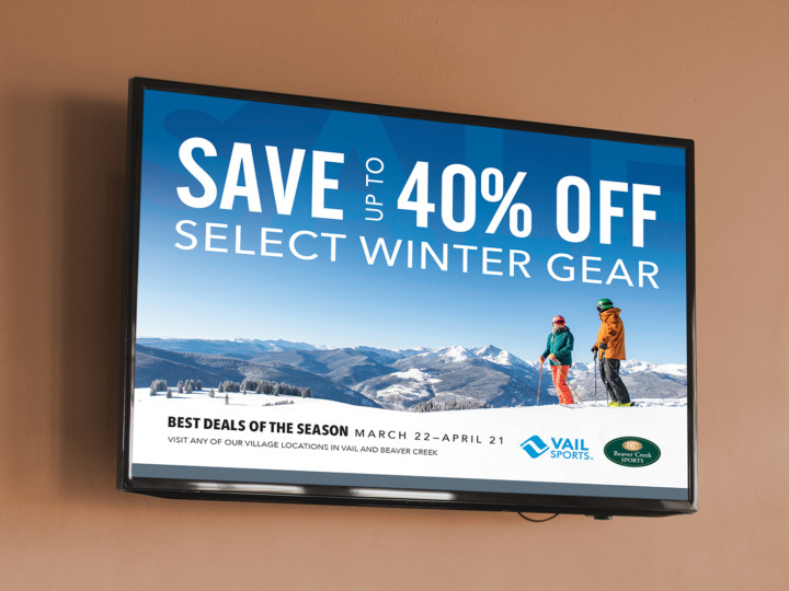 Vail Sports Winter Sale Digital Display